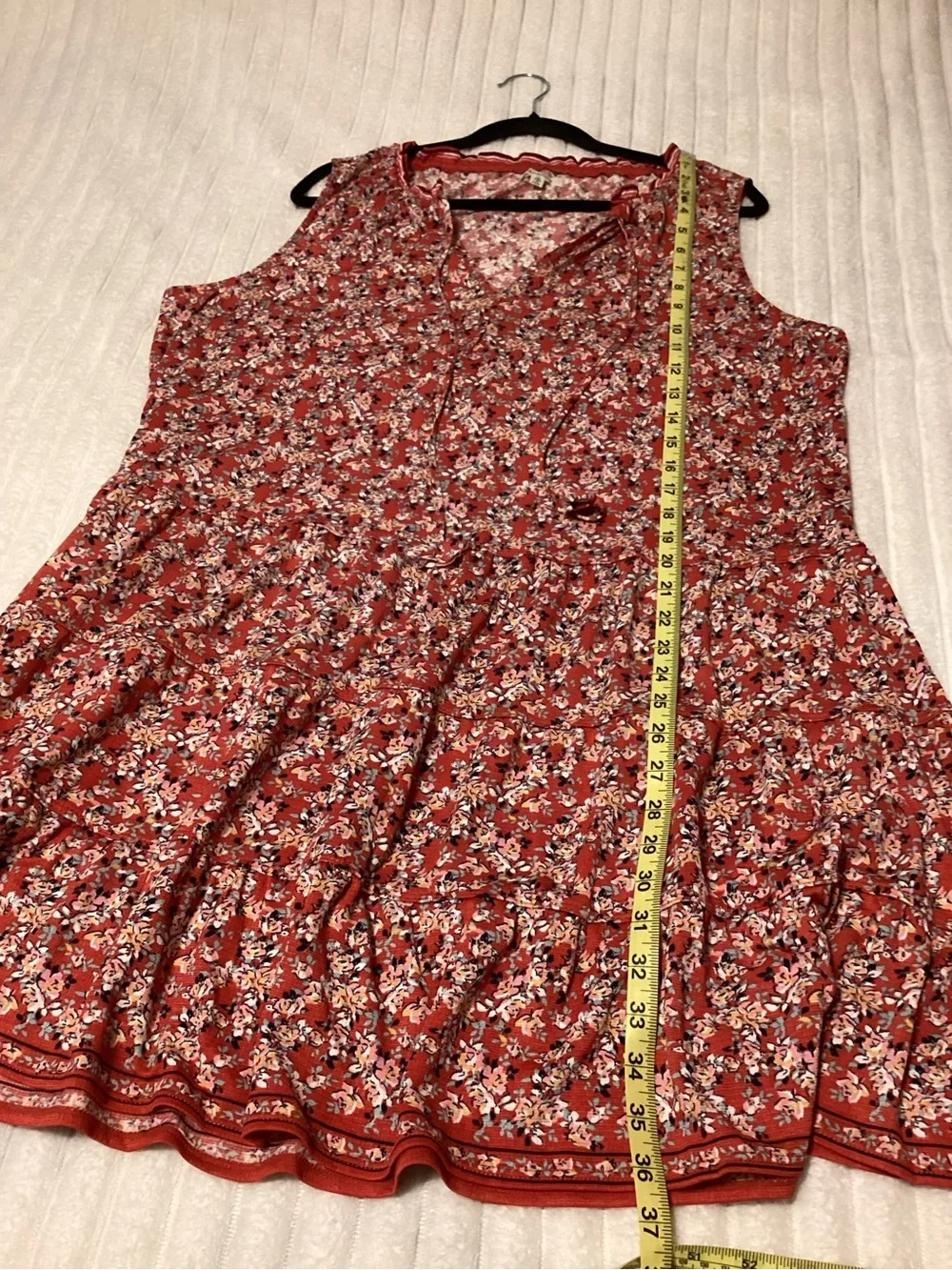 Max Studio Coral Floral V-Neck Tiered Dress, 1X - Picture 5 of 6